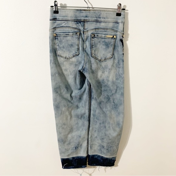 Peter Nygrad Luxe Denim Stretch Crop Court Denim Jeans Raw Hem Distressed Wash - Picture 4 of 14